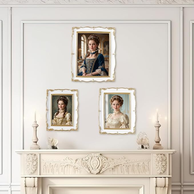 Wonderjune 3 Pcs Vintage Picture Frames Antique Set Baroque Ornate Gold Arched - Image 6