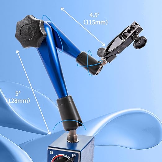 Dasqua Industrial-Strength Magnetic Base Indicator Holder with Fine Adjustment, Heavy Duty dial gage Holder with Swivel clamp, 176lb/80kg Max Pull