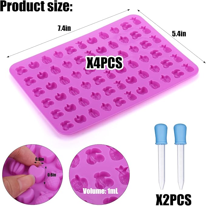 Palksky 4PCS Fruit Snack Molds Silicone, Gummy Molds Trays - Image 5