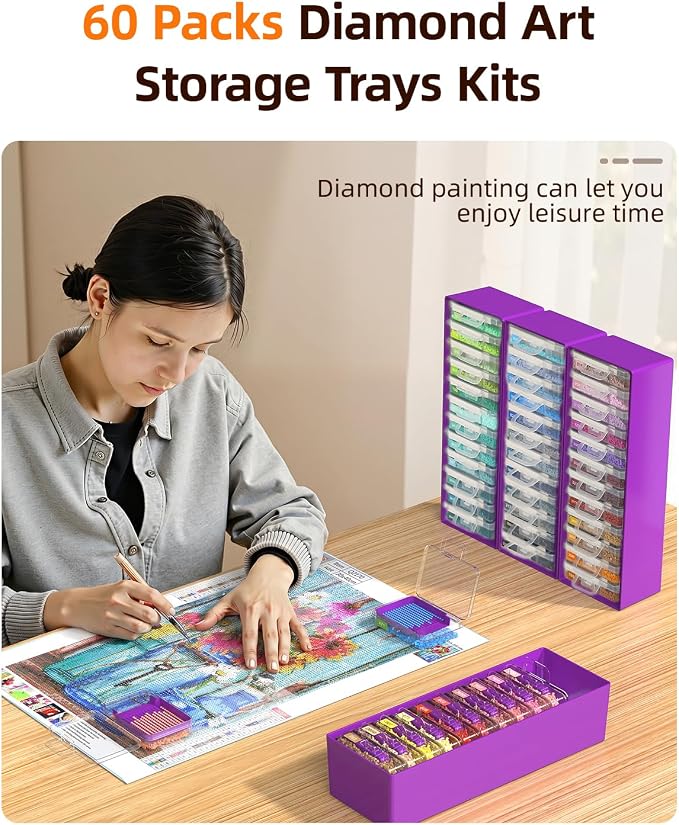 Redtwo 60 PCS Diamond Painting Storage Containers Trays, Detachable Trays - Image 3