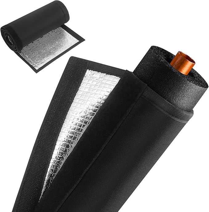 3-Layer 72x10.2 in HVAC Pipe Insulation Cover,Outdoor AC Line Insulation Cover with Waterproof Oxford ,Flexible Sleeve for AC Pipe Insulation Outdoor and Mini Split Systems (Black, 1 Pack)