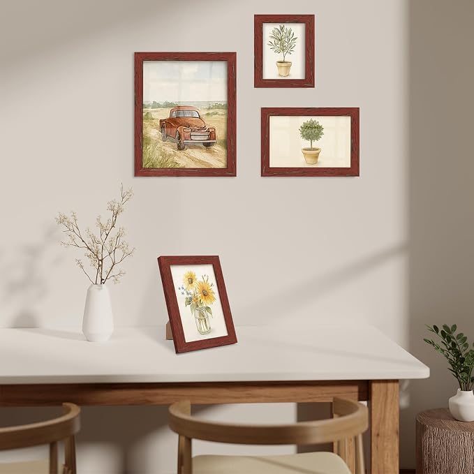 puthiac 5x7 Rustic Farmhouse Picture Frame, Barn Red, 1 Pack | Distressed MDF - Image 7