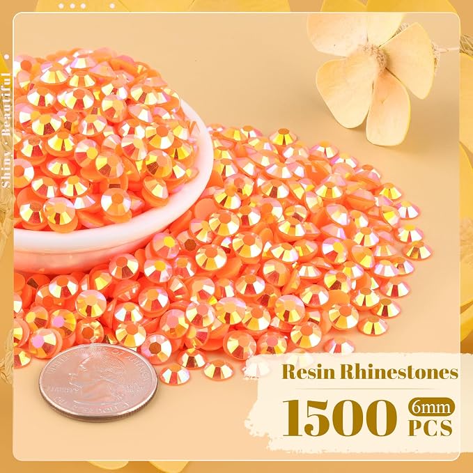 1500PCS 6mm Resin Jelly Rhinestones in Bulk, Bedazzling Flatback Crystals - Image 2