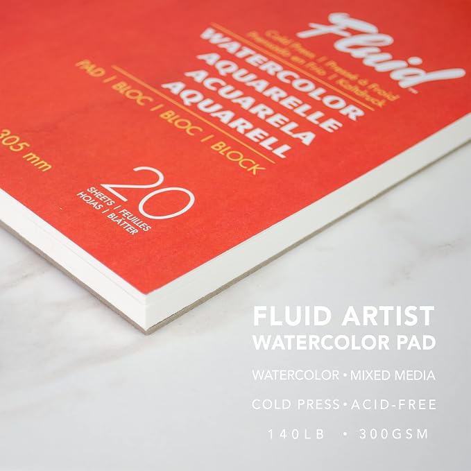 Fluid Watercolor Paper Fold Over Pad, 6 x 6 inches, 20 Sheets, 140 lb Cold Press - Image 6