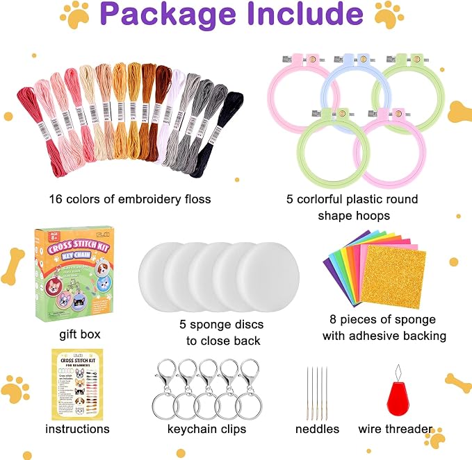 Caydo 5 PCS Cross Stitch Kits for Kids - Image 2