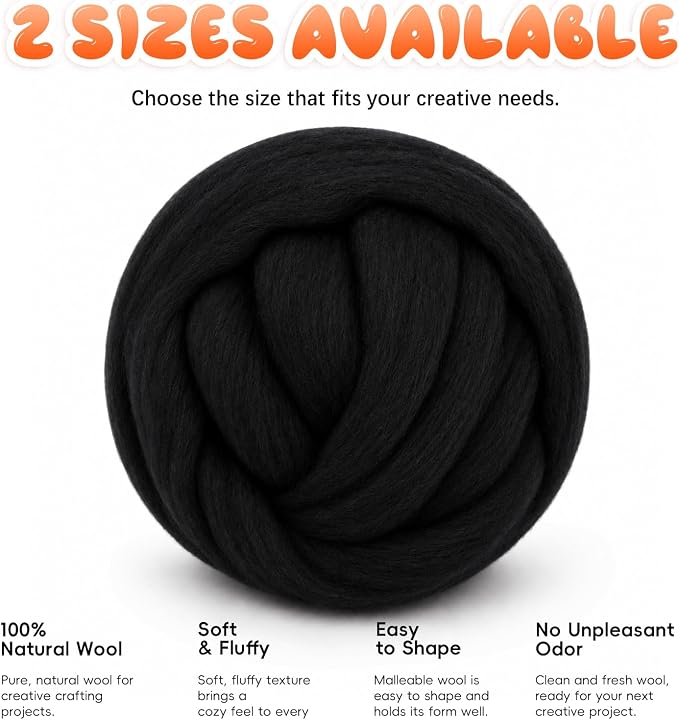 1.76oz Wool Roving: Needle Felting Wool White Roving Wool Felting Supplies Pure - Image 7