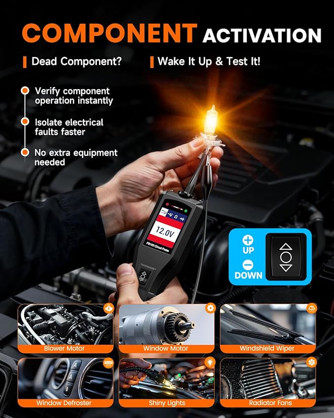 ANCEL PB100 Automotive Power Circuit Probe Tester, 12 24V Electrical Short/Open Breaker Finder, AC DC Diode Resistance Relay Tester, Continuity Test Digital Multimeter/Ohmmeters, 20 + 20FT Cable