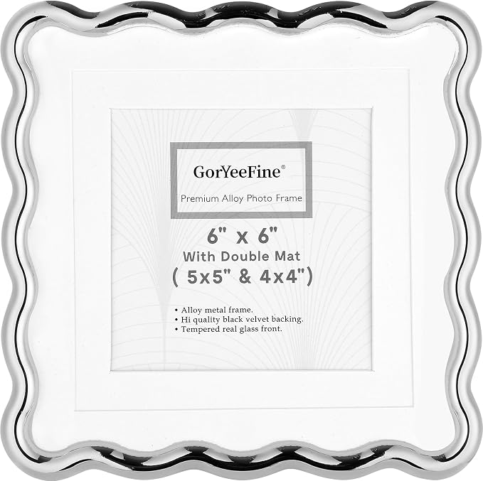 Silver 6x6'' Wave Design Picture Frame by GorYeeFine