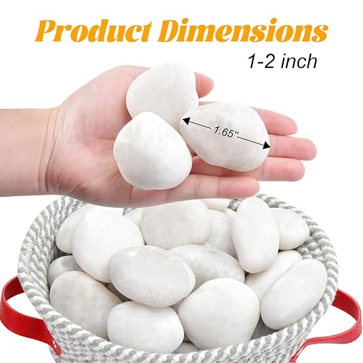 10 lb Natural Polished White Pebbles, 1-2 Inch Decorative White Rocks - Image 2