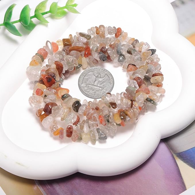 200 Pcs Crystal Chip Beads for Jewelry Making 5-8mm Rutilated Quartz | Natural - Image 7