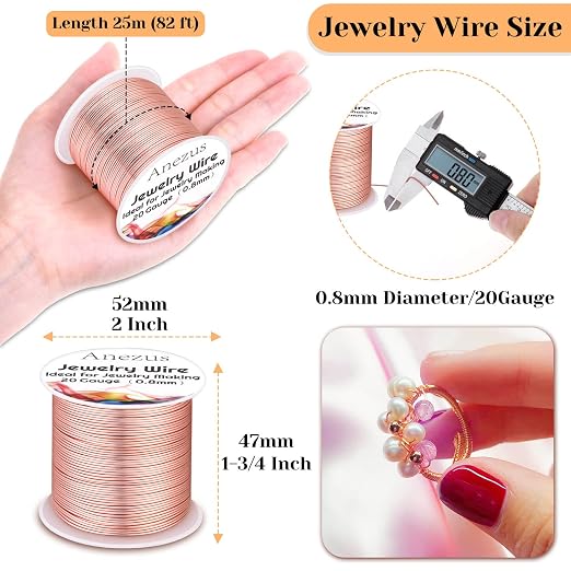 anezus 20 Gauge Jewelry Wire, 28 Yards Craft Wire Tarnish Resistant Copper - Image 2
