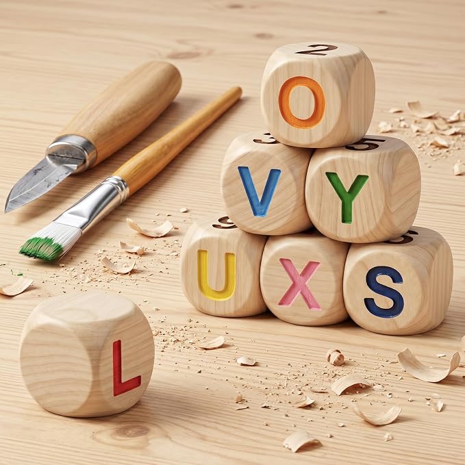 ZEAYEA 100 Pcs 1 inch Blank Wooden Dice, Blank 6 Sided Small Wooden Cubes - Image 6