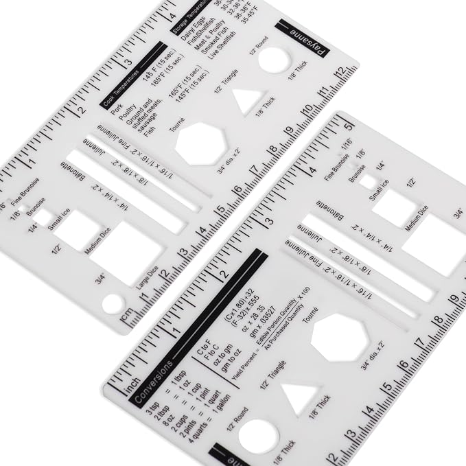 Culinary Ruler Mini Cutting Reference Template Cooking Measurement | Acrylic - Image 3