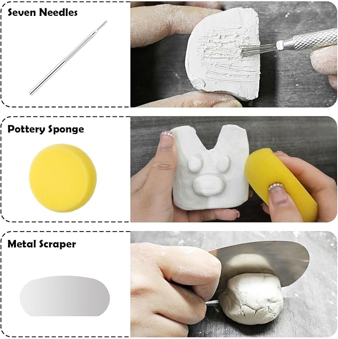 EIGTWEN 100ml Air Dry Clay Glaze and 29pcs Clay Tools Kit, Gloss Varnish | - Image 7