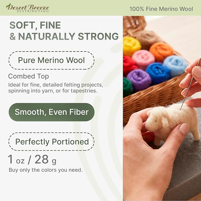 Desert Breeze Distributing 100% Natural Merino Wool Roving - Image 2
