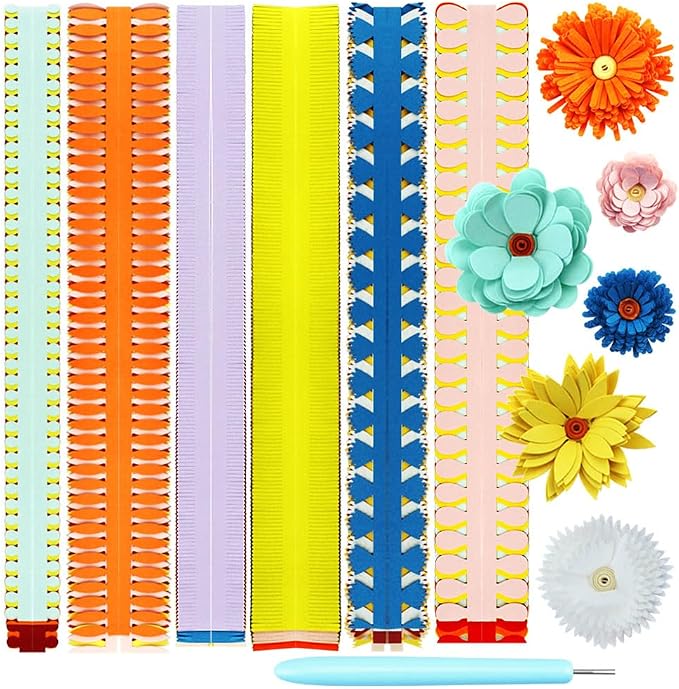FAZHBARY Quilling Paper Flowers Kit Colorful 6 Set Petal Paper Quilling Strips by FAZHBARY