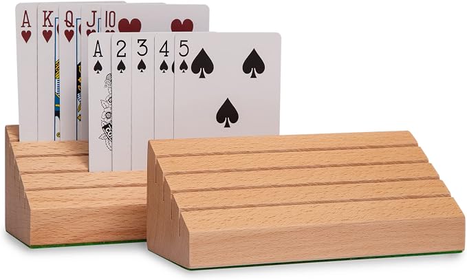 Black long Di fang Standard Size Solid Beech Playing Card Holder-2 Piece by BlacklongDifang