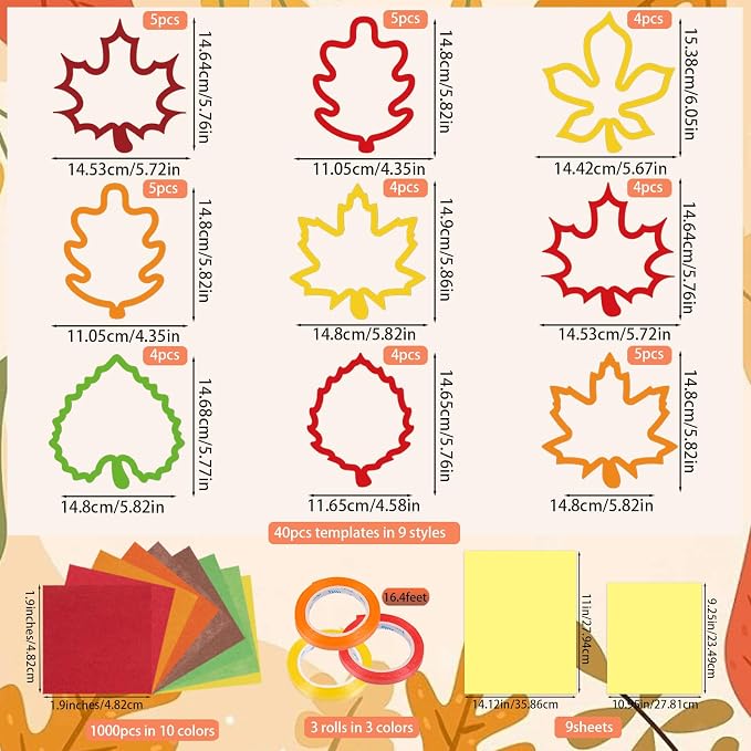 Renbuzhu 40PCS Fall Crafts Bulk: Leaves Paper Suncatchers DIY Kit - Image 4