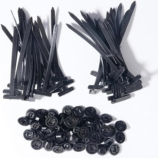 100PCS Nylon Universal Cable Tie Buckle, Heavy Duty Self Locking Nylon Zip Ties, 2025 Upgrade Multipurpose Plastic Cable Ties Tool, UV Resistant Black Zipties for Car Daily Repair