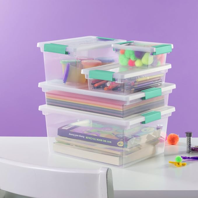 Sterilite 12-Pack Clip Box, Stackable Clear Plastic Bins - Image 4