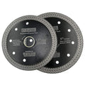 DT-DIATOOL Diamond Granite Blade 4 Inch and 4-1/2 Inch for Marble Porcelain Tile Ceramic Diamond Cutting Disc with Mesh Turbo Diamond Segments Pack of 2