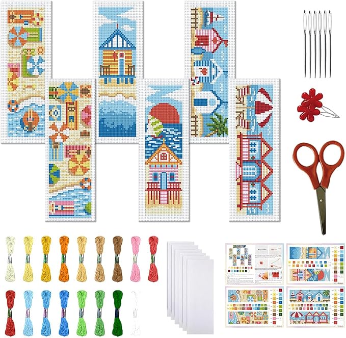 FREEBLOSS 6 PCS Cross Stitch Bookmark Kits by FreeandCreativeCraftsArt
