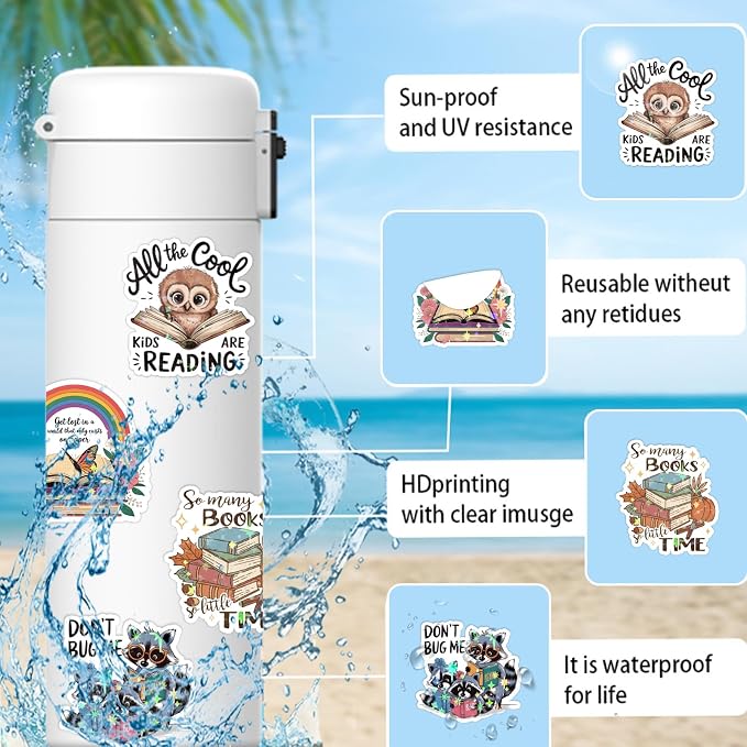 300+ PCS Book Stickers Pack for Kindle Water Bottle Laptop - Image 5