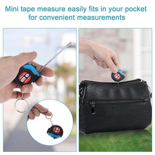 50 Pcs Mini Tape Measure Keychain 1 m/ 3 ft Retractable Pocket Etractable Small Measuring Tape Keychains with Lock Bulk Pocket Measuring Keychain for Construction Birthday Party Favors School Stuff