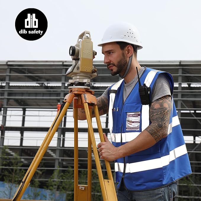 Dib Safety Reflective Vest High Visibility with Pockets and Zipper, Blue M
