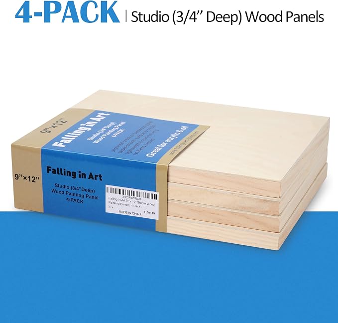 Falling in Art 4 Pack 9x12’’ Unfinished Birch Wood Panels Kit - Image 6
