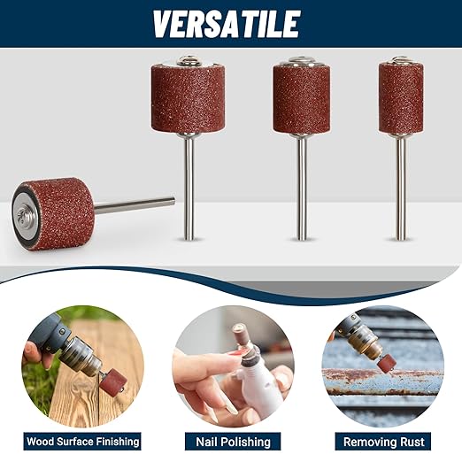 600Pcs Sanding Drums Kit – 80/120/240 Grit Sanding Bands with 24 Drum Mandrels, 2 Self-Tightening Drill Chucks & 1 Wrench – Tool Accessories Sanding Drum Bits for Rotary Tool