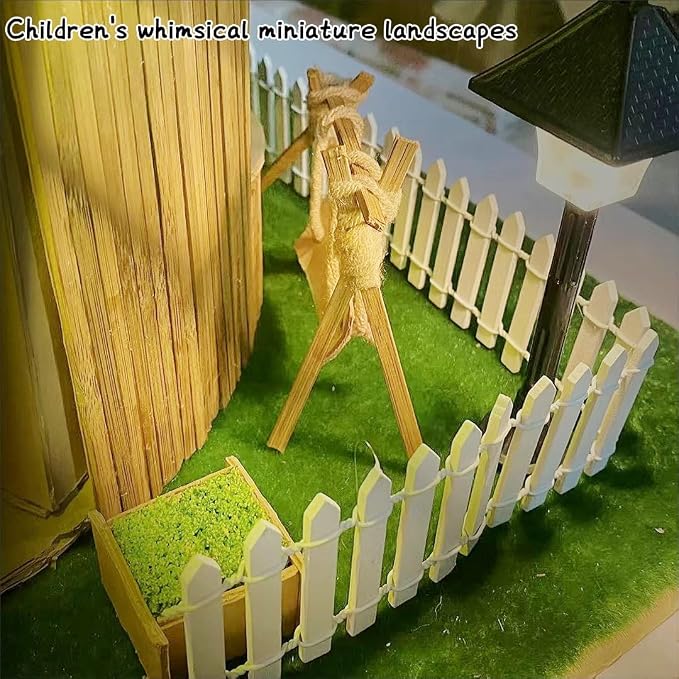 Fairy Garden Miniature Fence Accessories: Decorative White Wooden Picket Fence - Image 6