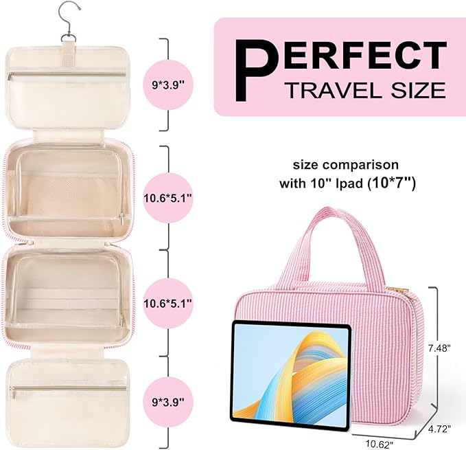 TOPEAST Gifts for Friends - Friendship Gifts for Women, Travel Toiletry Bag for Women, Hanging Toiletry Bag, Monogrammed Initial Tolietry Pouch Makeup Bag - Letter F, Blue
