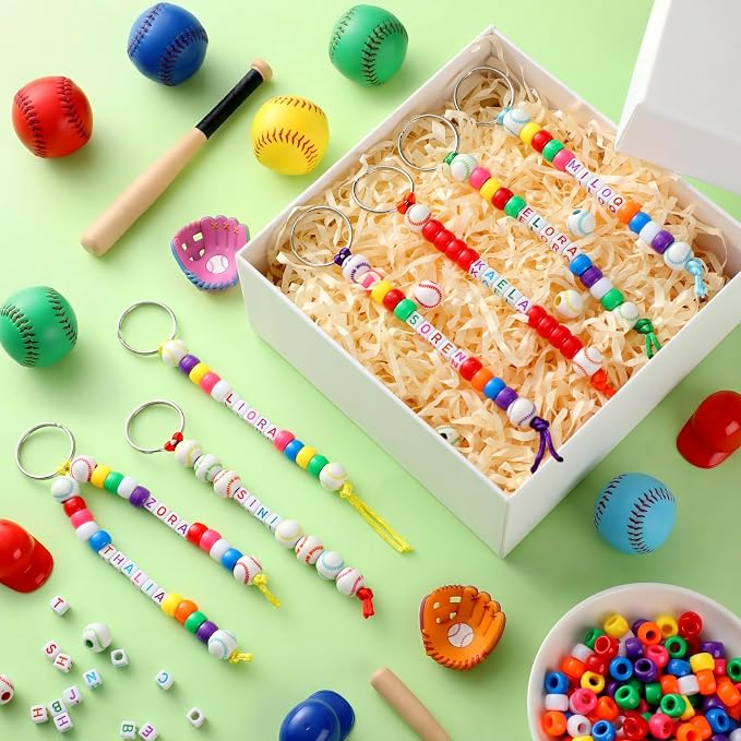 Landical 564 Pcs Baseball Keychain Making Kit DIY Basketball Bead Keychain Set - Image 3