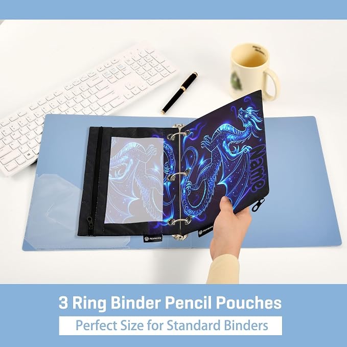 Custom Dragon Blue Black Pencil Pouch - Image 4