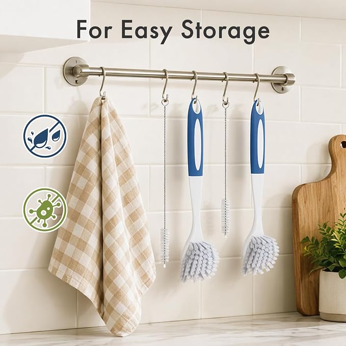 Amazer Dish Brush with Handle, 2 Pack Kitchen Scrub Brushes with Built-in - Image 7