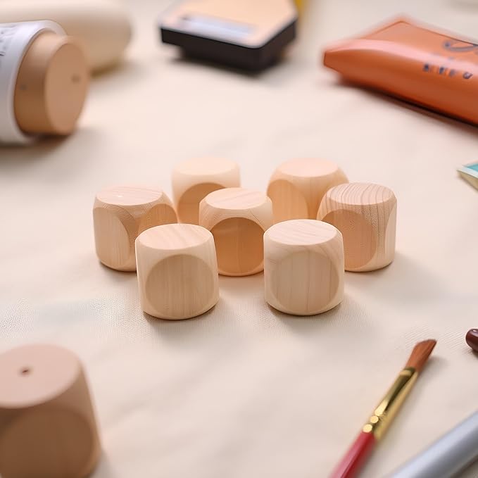 10 Pcs Wooden Dice, 6 Sided Blank Dice Round Corner Cube DIY Graffiti Crafts - Image 6