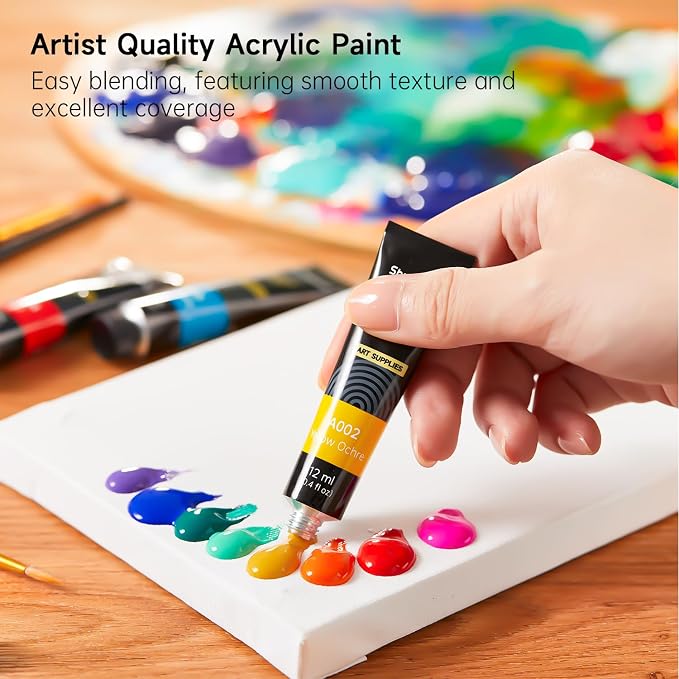 Shuttle Art Acrylic Paint Set, 15 x 12ml Tubes Artist Quality Non Toxic Rich - Image 5
