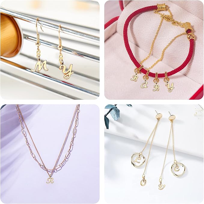 SANNIX 156Pcs/6 Sets Gold Letter Charms - Image 6