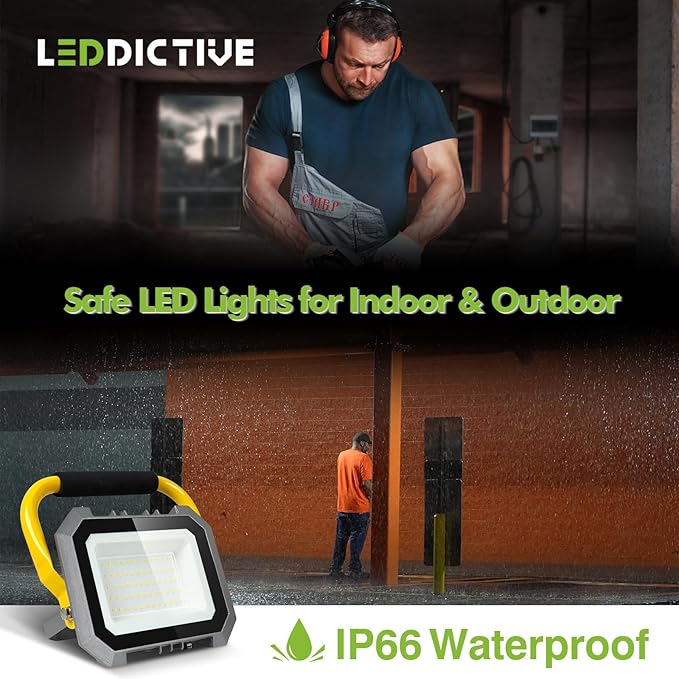 15000LM Work Lights with Stand, IP66 Waterproof 6000K LED Work Light with Foldable Tripod Stand, 3 Head Portable Work Light with Individual Switch for Indoor Outdoor Lighting