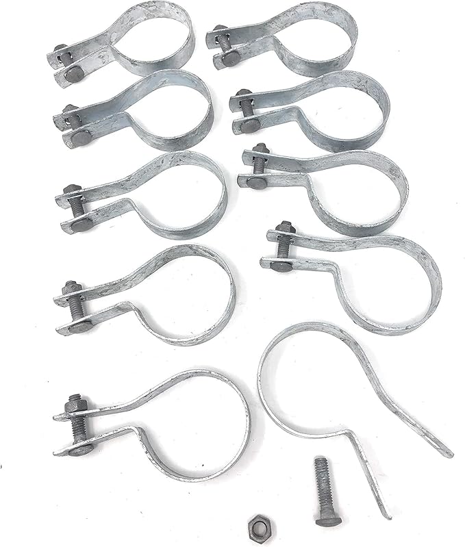 Galvanized Steel Chain Link Tension Band, Durable Steel Chain Link Fence Hardware, Rust-Resistant, Easy Install, Includes Required Bolt (25, 1-7/8")
