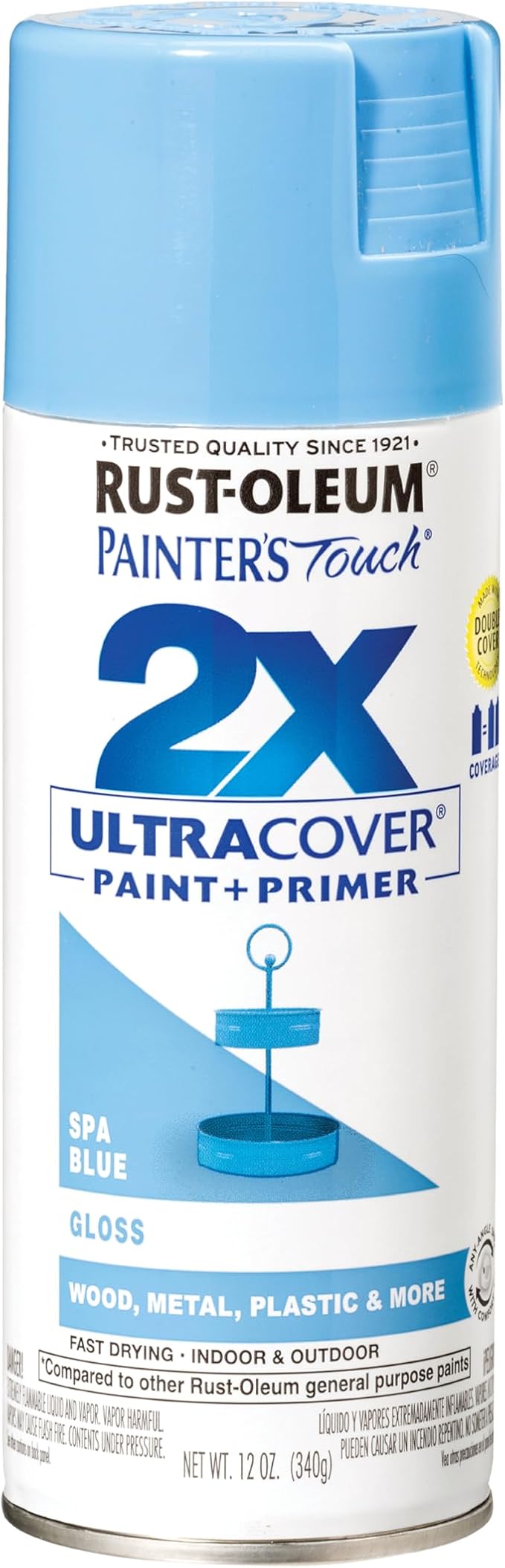 Rust-Oleum Painter's Touch 2X Ultra Cover Spray Paint, Gloss Spa Blue | Indoor by Rust-Oleum