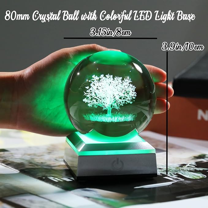 Ornalrist Crystal Ball 3D Engraved Tree of Life - Image 4
