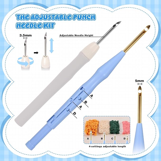35Pcs Punch Needle Kit Adult Beginner, Adjustable Punch Needle Tool - Image 4