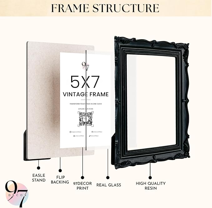97 Decor Black Gothic Picture Frame 5x7 - Image 3