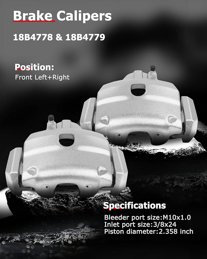 cciyu Front Left & Right Brake Calipers Assembly w/Bracket 18B4778 18B4779 2001-2007 For Ford For Escape,2001-2006 For Mazda For Tribute,2005-2006 For Mercury For Mariner