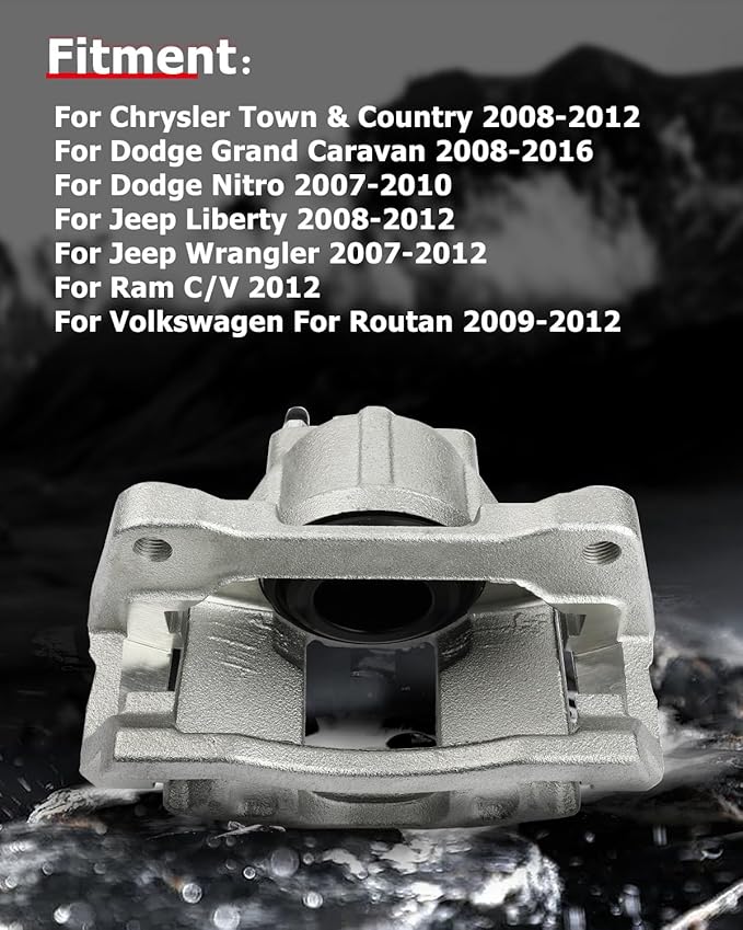 cciyu 18B5044 Front Left Disc Brake Caliper w/Bracket For Chrysler For Town & Country,For Dodge For Grand Caravan/For Nitro,For Jeep For Liberty/For Wrangler,For Ram For C/V,For Volkswagen For Routan