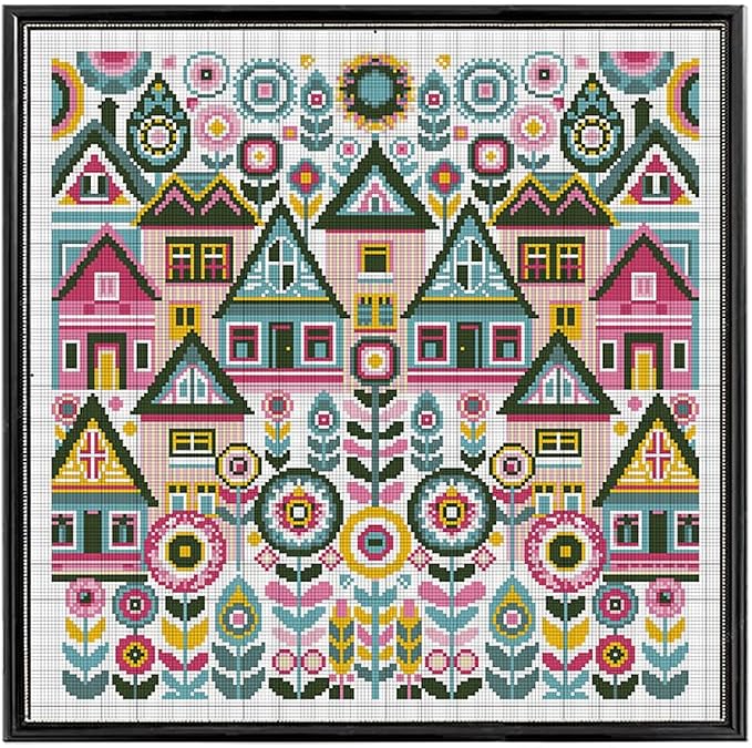 FREEBLOSS 11CT Vector Cottage Stamped Cross Stitch Kits Complete Embroidery Kits by FreeandCreativeCraftsArt