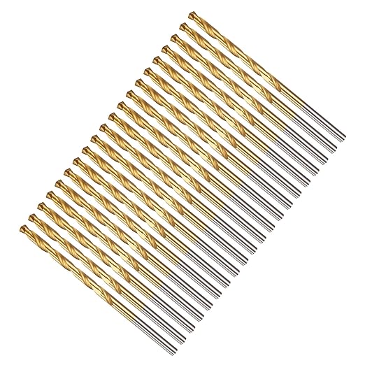 Drill Bit, 9/64" Cutting Diameter, 4341 HSS TiN Coated 135° Cutting Angle Jobber Bits - (Applications: for Drilling Soft Metal Plastic Wood), 20-Pieces