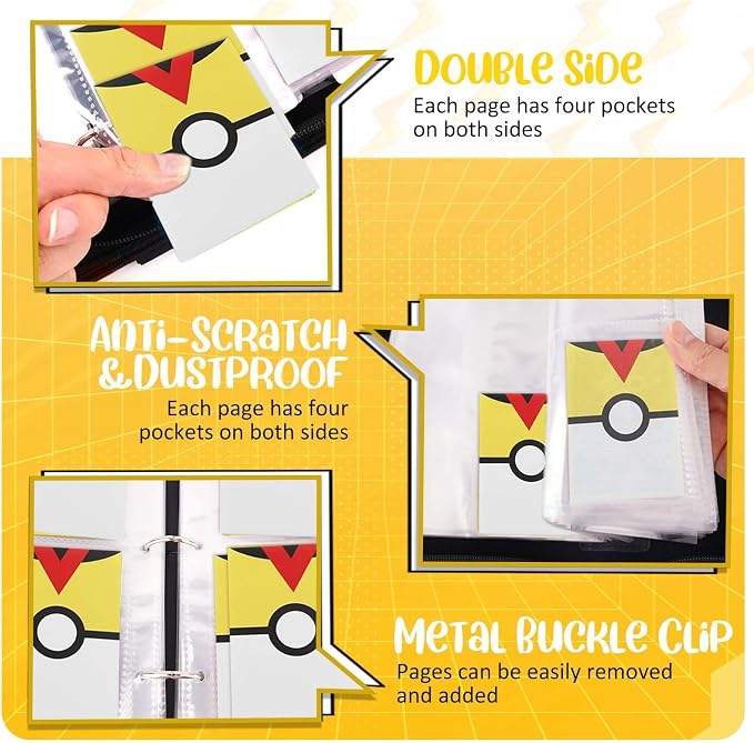 Card Binder 4 Pocket, Trading Card Holder Fits 400 Cards - Image 5